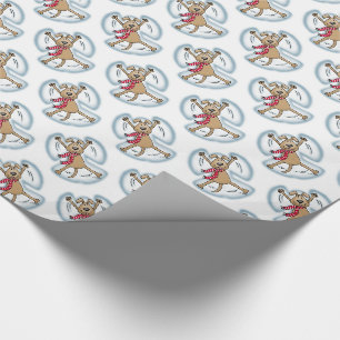 Papier Cadeau Ange de neige Chien Amusant mignon Noël Vacances a