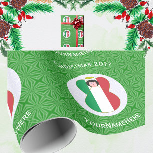 Papier Cadeau Ange de Noël personnalisé avec drapeau italien en 