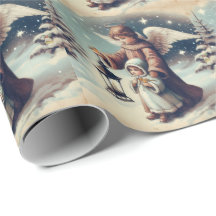 Ange de Noël vintage, enfant et oiseaux