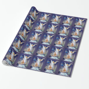Papier Cadeau Ange gardien, enfants et pont