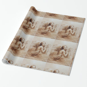 PAPIER CADEAU ANGE JOUER LYRA SUR LES NUAGES