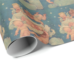 Papier Cadeau Ange vintage et bébé
