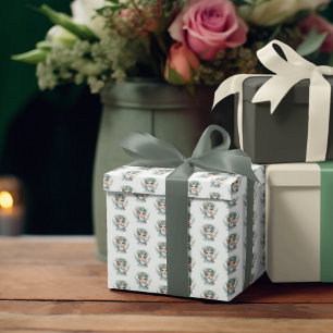 Papier Cadeau Angel Blonde mignon avec ailes tenant une étoile d