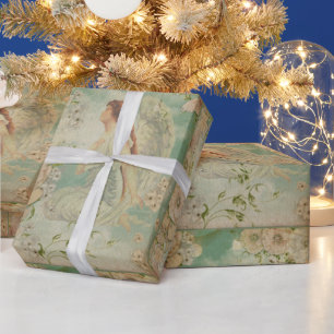 Papier Cadeau Angel Fleurs blanches Ciel bleu