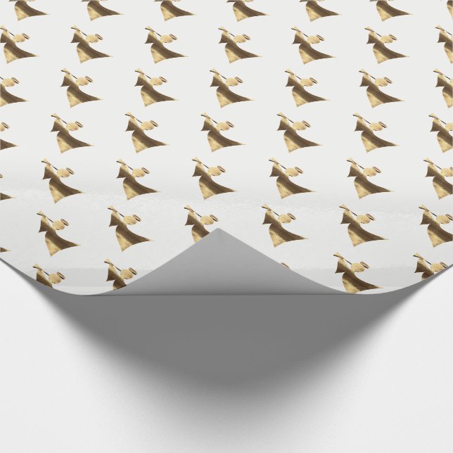 Papier Cadeau Angel jouant Trumpet Gold Blanc Noël (Coin)