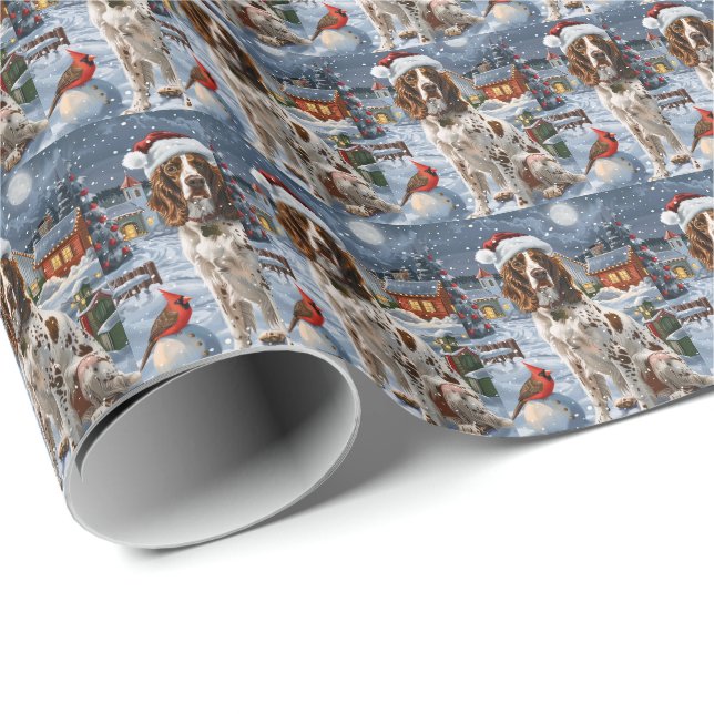 Papier Cadeau Anglais Setter Winter Wonderland Christmas Joy (Coin rond)