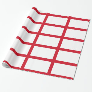 Papier Cadeau Angleterre Blanc avec lignes rouges