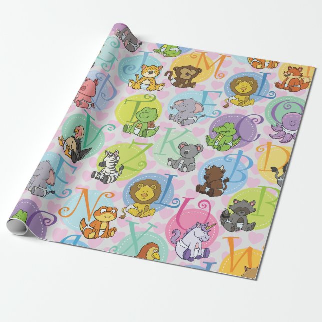 Papier Cadeau Animal personnalisable de bébé (Déroulé)