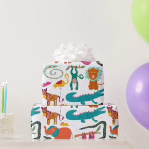 Papier Cadeau Animaux Abstraits mignons Motif pour enfants