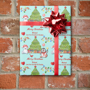 Papier Cadeau Animaux arctiques Petit-enfant de Noël