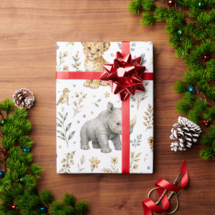 Papier cadeau Animaux Baby Wild One pour garçons