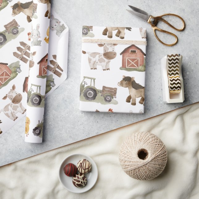 Papier Cadeau Animaux de ferme 1er anniversaire (Artisanat)