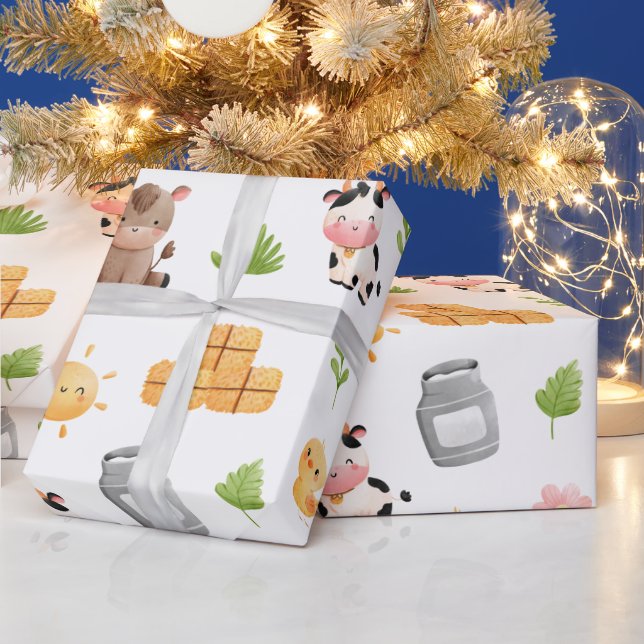 Papier Cadeau Animaux de ferme Papier d'enveloppement d'annivers (Vacances)