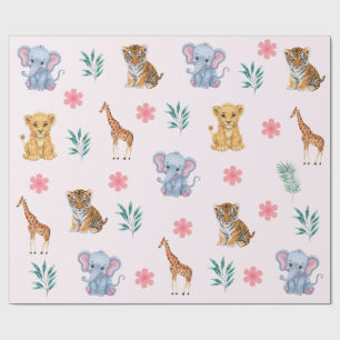 Papier Cadeau Animaux de jungle de safari moderne éléphant Tigre