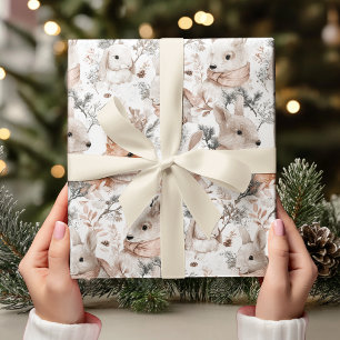 Papier Cadeau Animaux de la forêt à l'aquarelle