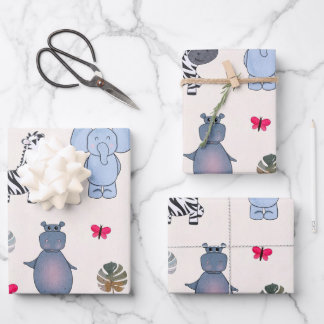 Papier cadeau Animaux de Safari Ludiques (v.1)