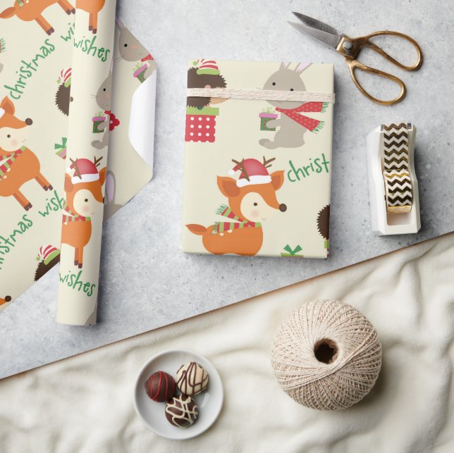 Papier Cadeau Animaux de vacances amusants Enfants Noël (Artisanat)