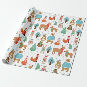Papier Cadeau Animaux d'hiver