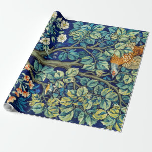 Papier Cadeau Animaux et fleurs, forêt, William Morris