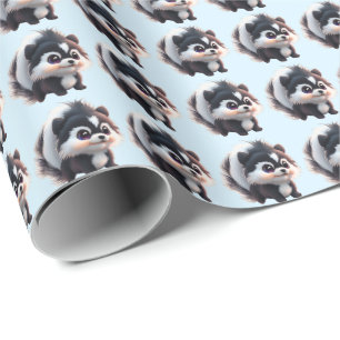 Papier Cadeau Animaux mignons de la forêt de skunk, amis de la f