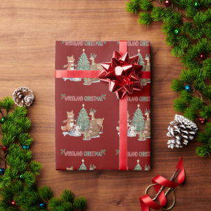 Papier Cadeau Animaux mignons de Noël en milieu forestier - Forê