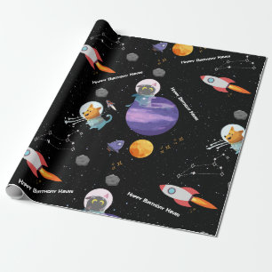 Papier Cadeau Animaux spatiaux personnalisables Pape d'enveloppe