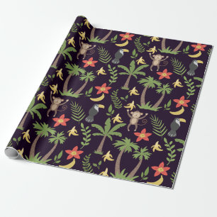 Papier Cadeau Animaux tropicaux singes motifs sans soudure & mac