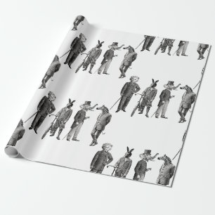 Papier Cadeau animaux victoriens hommes drôle