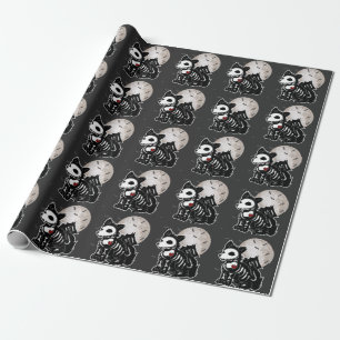 Papier Cadeau Anime Wolf Emo Goth Edgy Skeleton Halloween Chien