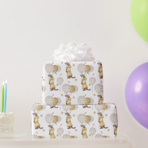 Papier Cadeau Anneau adorable habillé en Jaune, Ballons