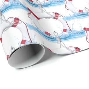 Papier Cadeau anneau de vie nautique dans l'eau