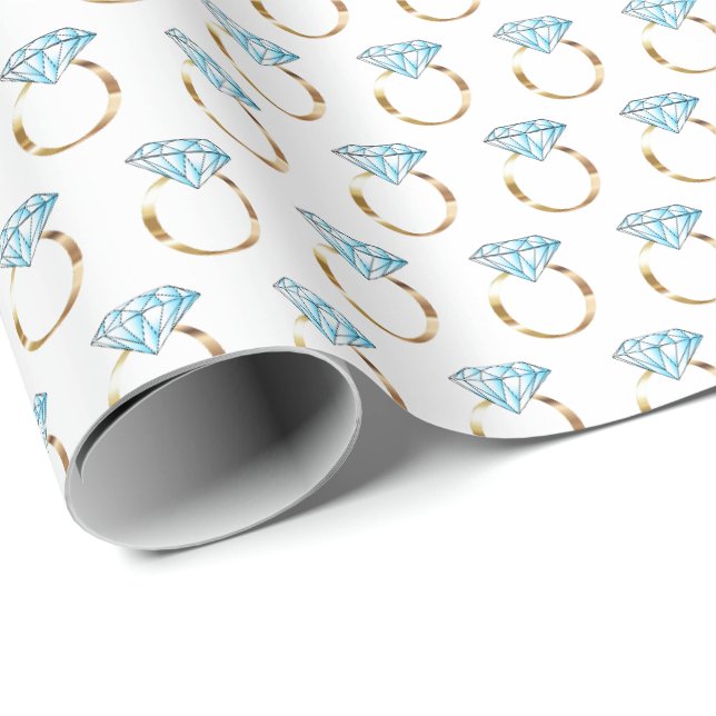 Papier Cadeau Anneau Mariage Fiançailles de diamant (Coin rond)