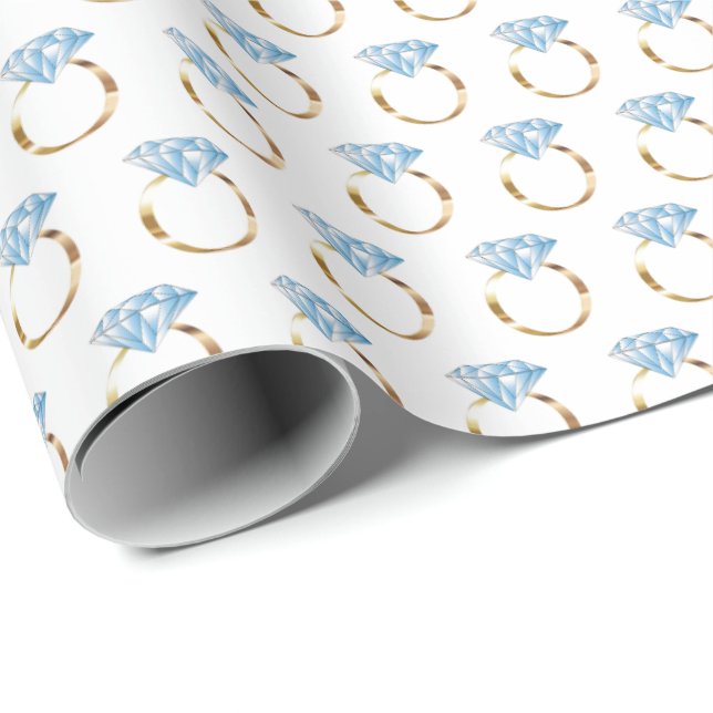 Papier Cadeau Anneau Mariage Fiançailles de diamant (Coin rond)