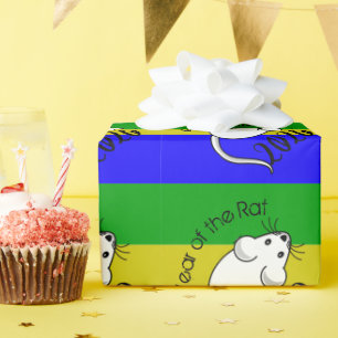 Papier Cadeau Année de la souris Rat 2020 avec texte