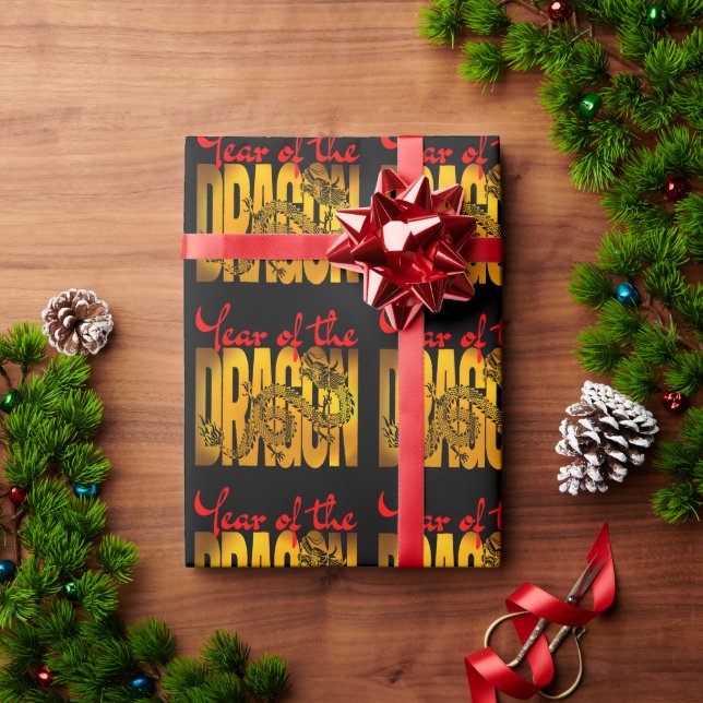 Papier Cadeau Année du dragon (Cadeau de vacances)