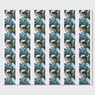 Papier Cadeau anniversaire 20 ans ajout nom photo date homme ble