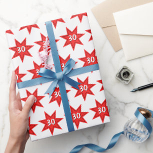 Papier Cadeau Anniversaire 30 ans étoile rouge