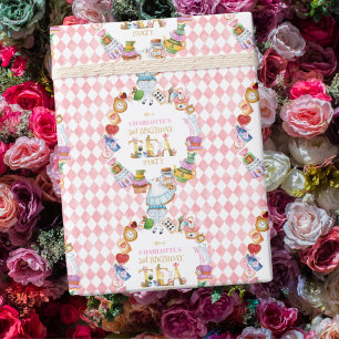 Papier Cadeau Anniversaire 3 ans Rose Alice au Pays des Merveill