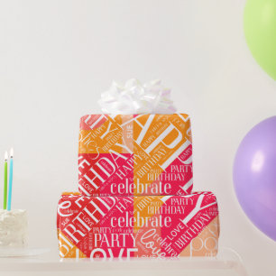 Papier Cadeau Anniversaire Ajouter Nom court Bloc de couleur Ora