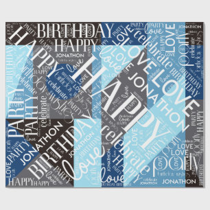 Papier Cadeau Anniversaire Ajouter un bloc de couleur de nom lon