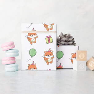 Papier Cadeau Anniversaire Animal Cute Fox Anniversaire de enfan