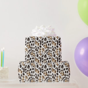 Papier Cadeau Anniversaire Animal Léopard Brun Noir Crème