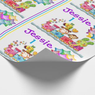 Papier Cadeau Anniversaire Animal Train Personnaliser Nom et âge