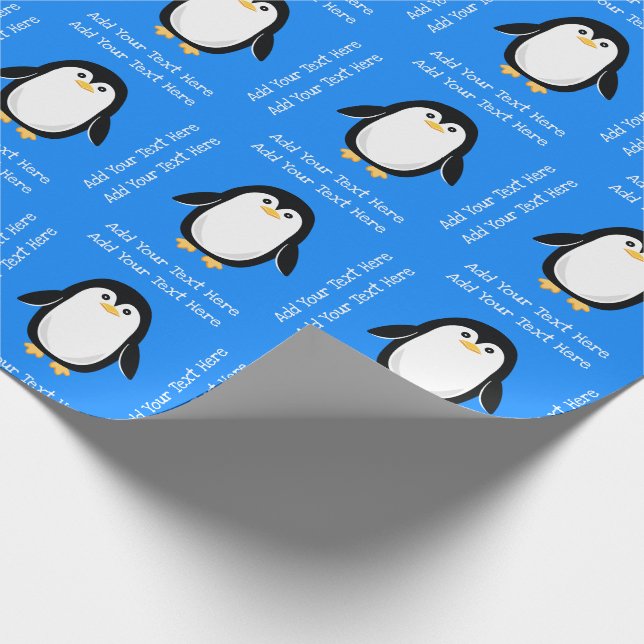 Papier Cadeau Anniversaire bleu petit pingouin (Coin)