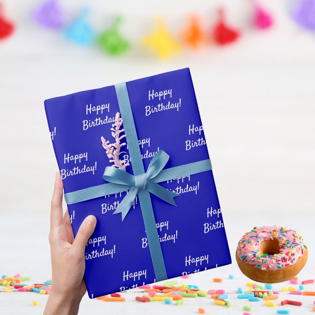 Papier Cadeau Anniversaire bleu royal blanc (Créateur téléchargé)