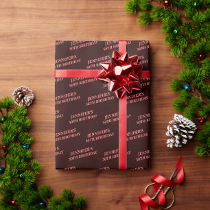 Papier Cadeau Anniversaire chic confettis noirs et rouges