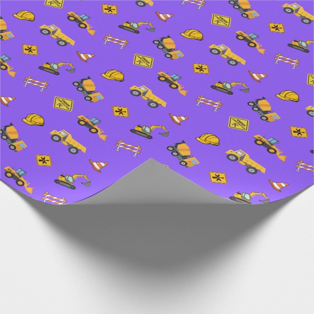 Papier Cadeau Anniversaire Construction Violet (Coin)