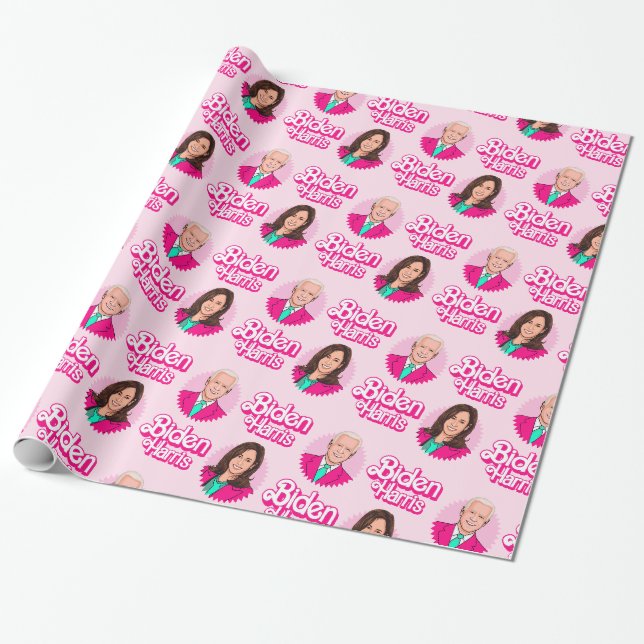 Papier Cadeau Anniversaire de Biden Harris Pink (Déroulé)