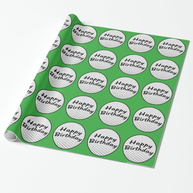 Papier Cadeau Anniversaire de boule de golf joyeux (Déroulé)