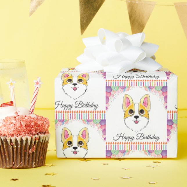Papier Cadeau Anniversaire de Corgi (Fête d'anniversaire)